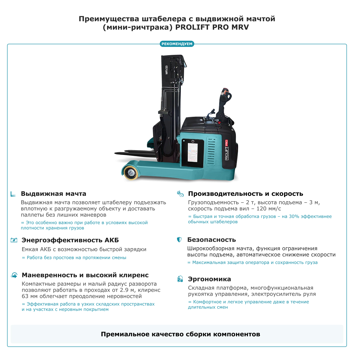 Штабелер с выдвижной мачтой (мини-ричтрак) PROLIFT PRO MRV 2030